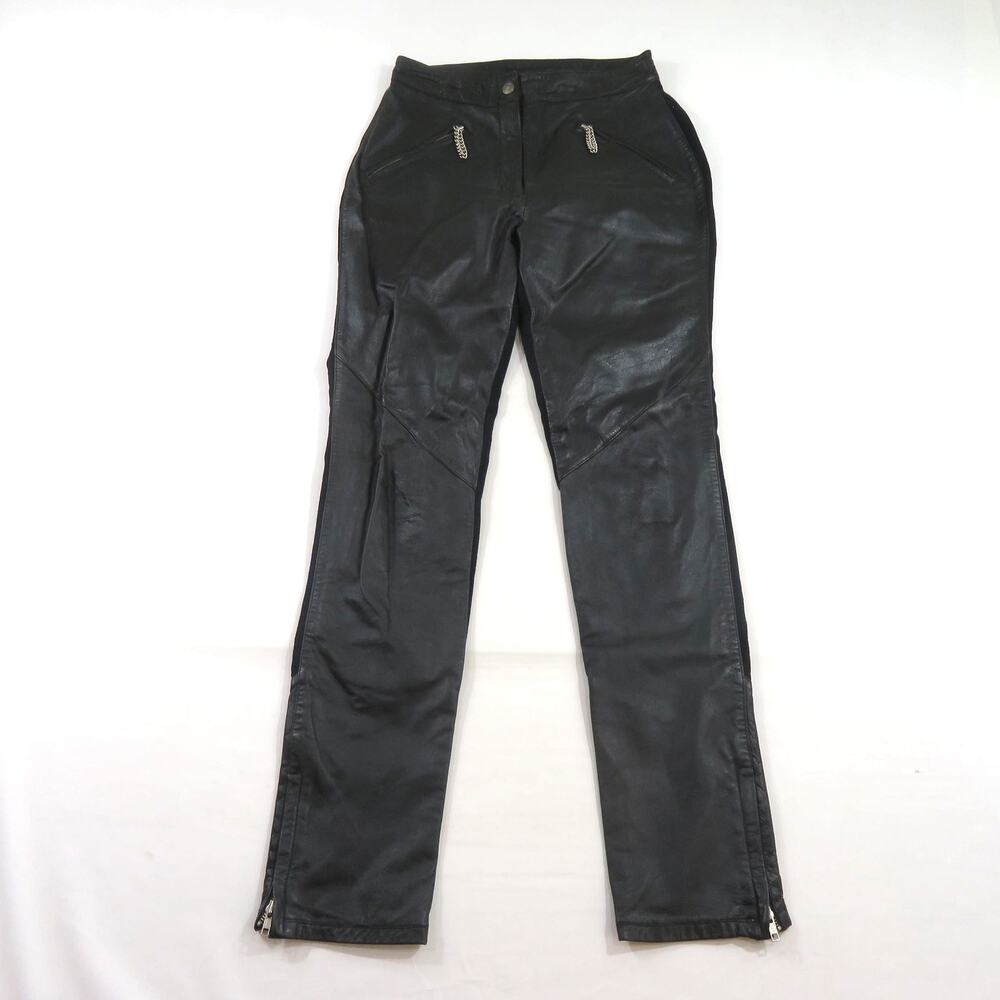 Harley Davidson Leather Pants Black Womens Sz 36/8 Vintage